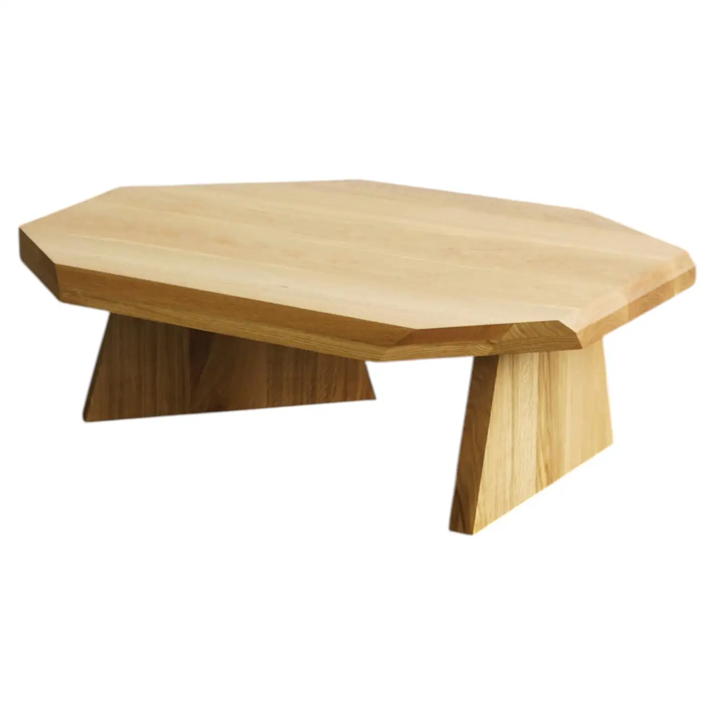 Geometric Faceted Solid Wood Low Coffee Table