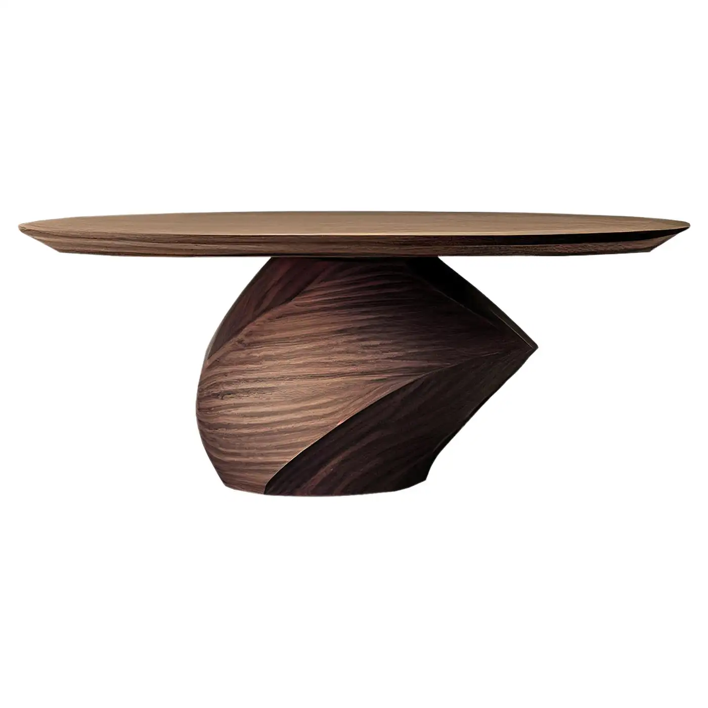 Sculptural Geometric Twisted Solid Wood Dining Table