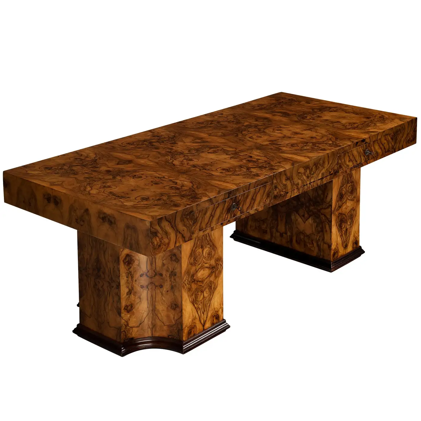 Art Deco Walnut Burl Executive Desk